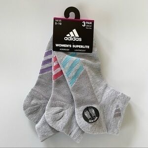 Adidas women’s low cut socks gray blue pink purple 3 pairs size 5-10